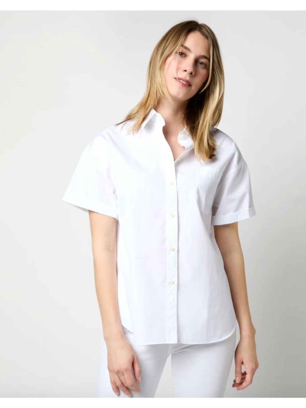 Ann Mashburn Sz S Agnes Shirt White Cotton Button Down NWT